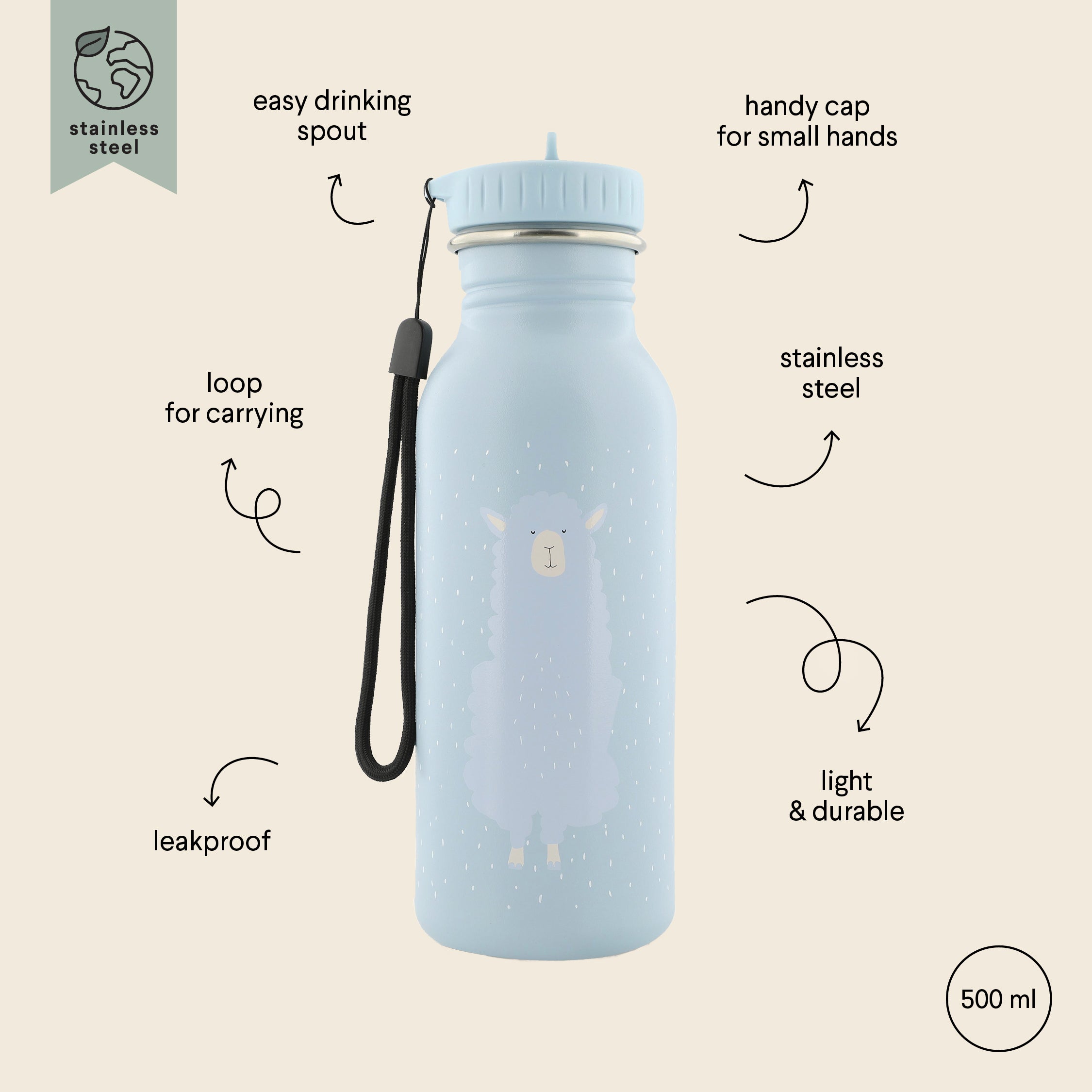 Garrafa reutilizável Trixie 500ml Mr. Alpaca, vista 2