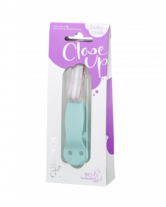 Suporte de chupeta Curaprox Baby coral turquesa