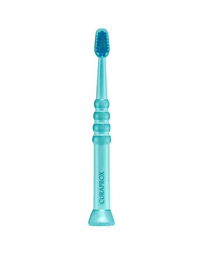 Escova de dentes Curaprox para bebé verde e azul
