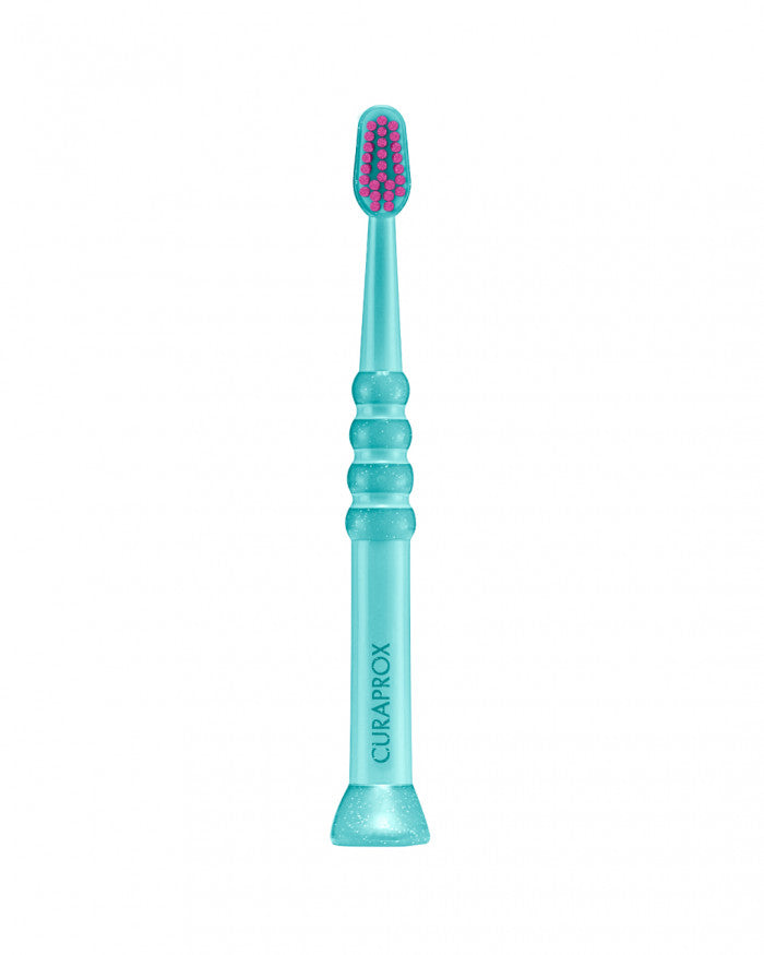 Escova de dentes Curaprox para bebé verde e rosa