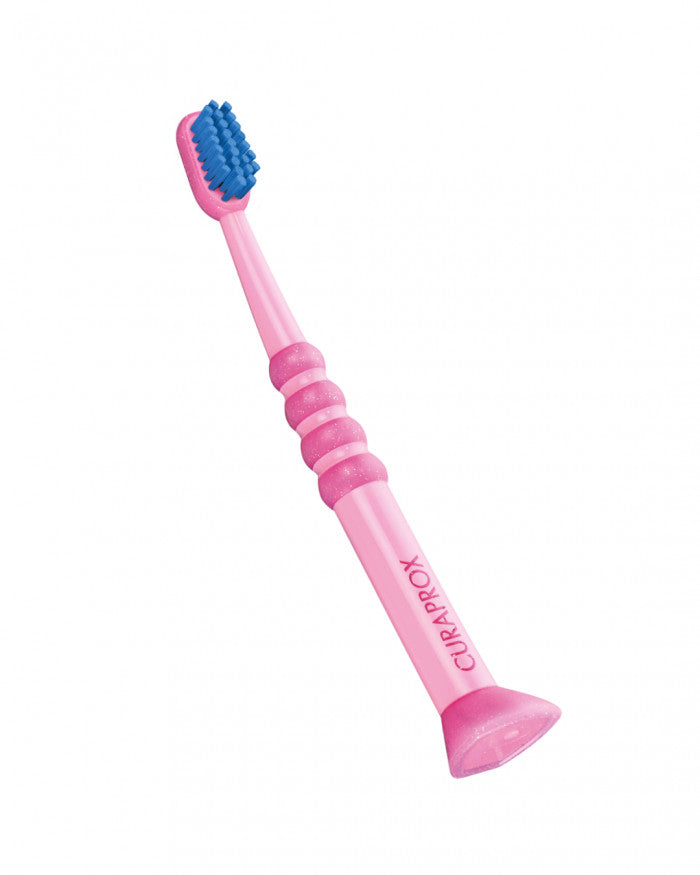 Escova de dentes Curaprox para bebé rosa e azul, vista 2