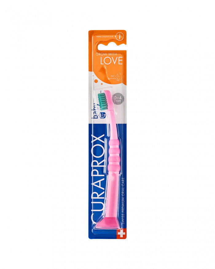 Escova de dentes Curaprox para bebé rosa e verde, vista 3
