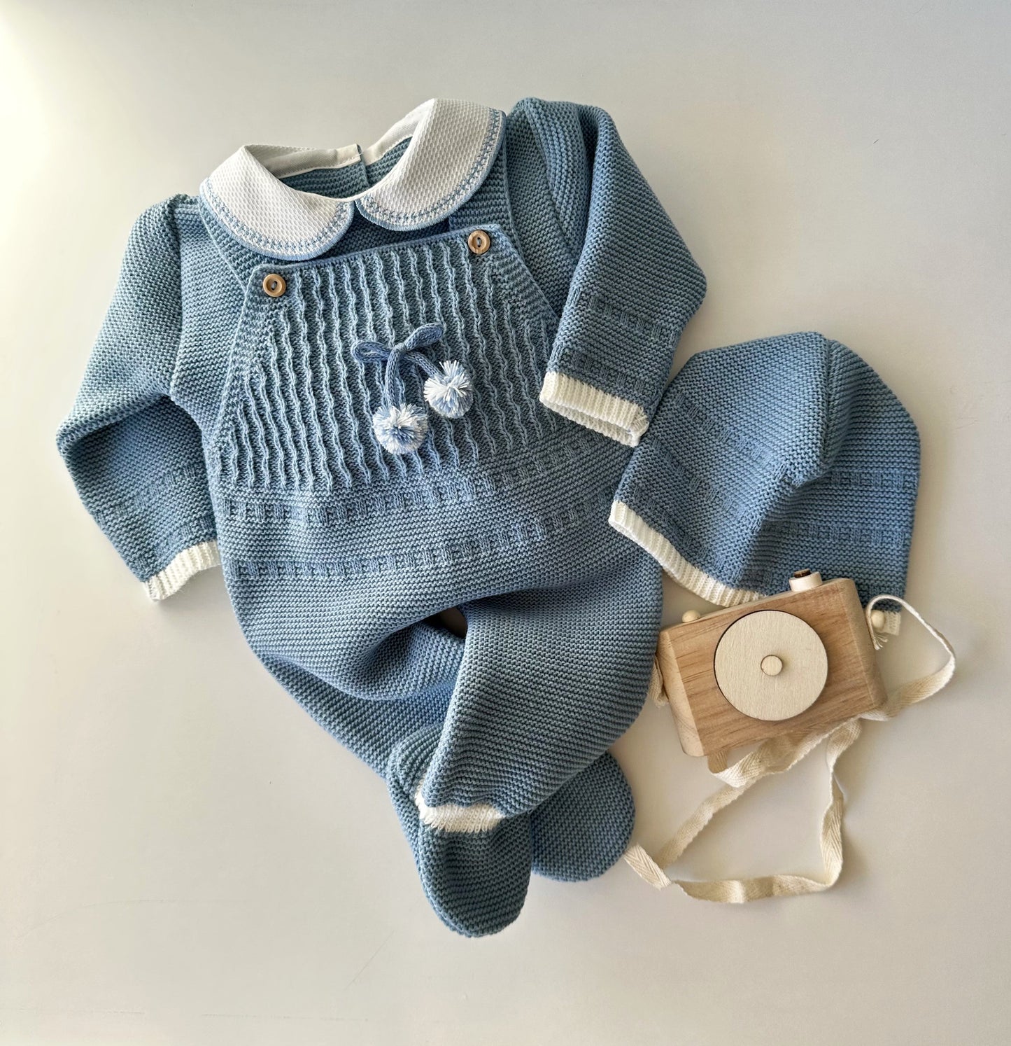 Baby-Set aus Strickperlenmuster, 3-teilig, 100 % Baumwolle