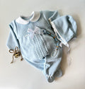 Conjunto de bebé em malha azul bebé de 2 peças em algodão
