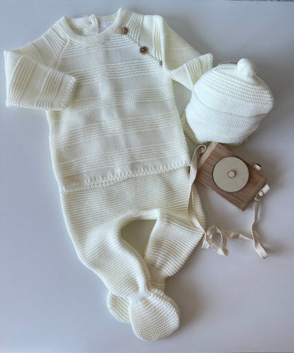 Baby-Set aus Strickperlenmuster, 3-teilig, 100 % Baumwolle